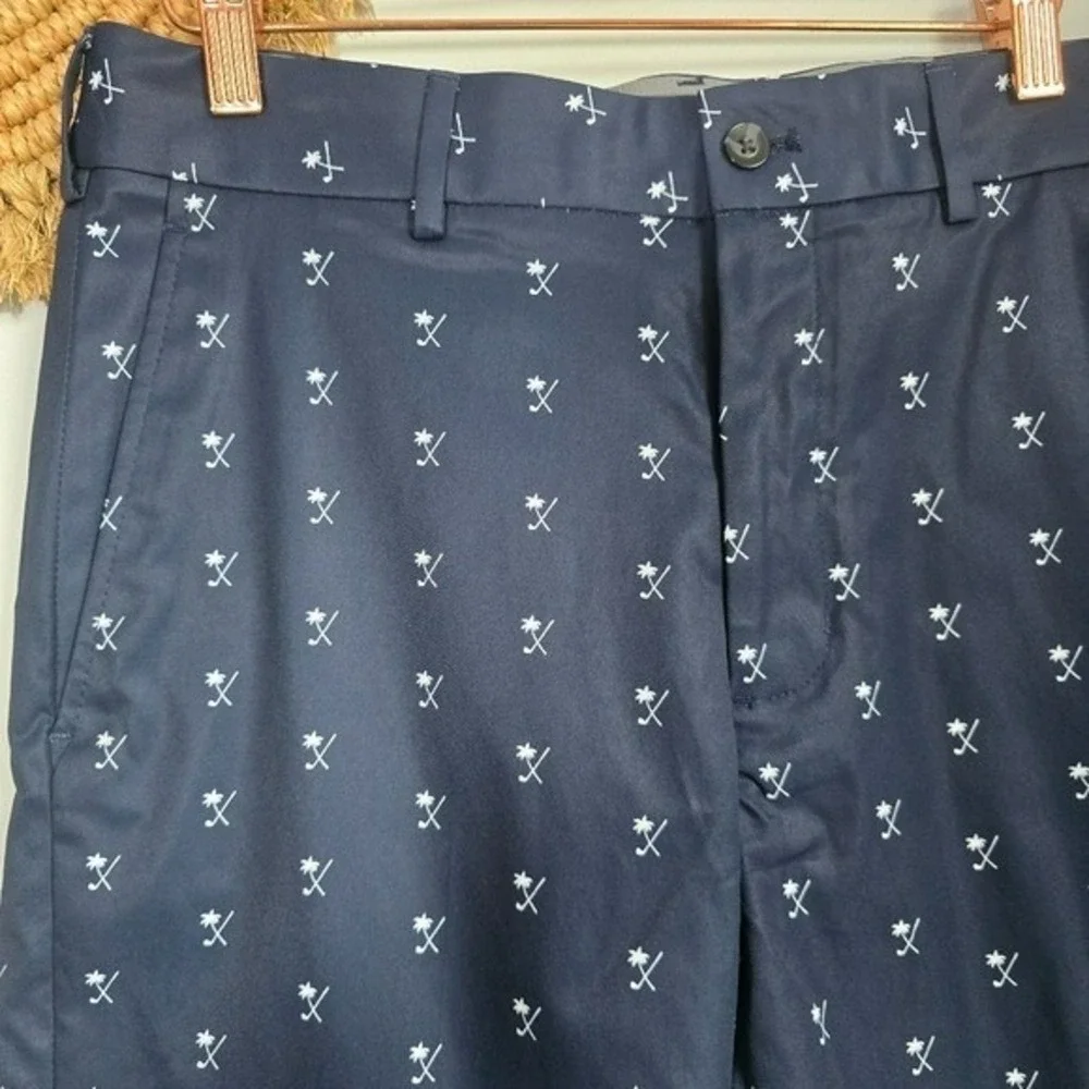Walter Hagen NEW Perfect 11 Flat Front Palm Navy Blue Golf Shorts Mens SZ 30
